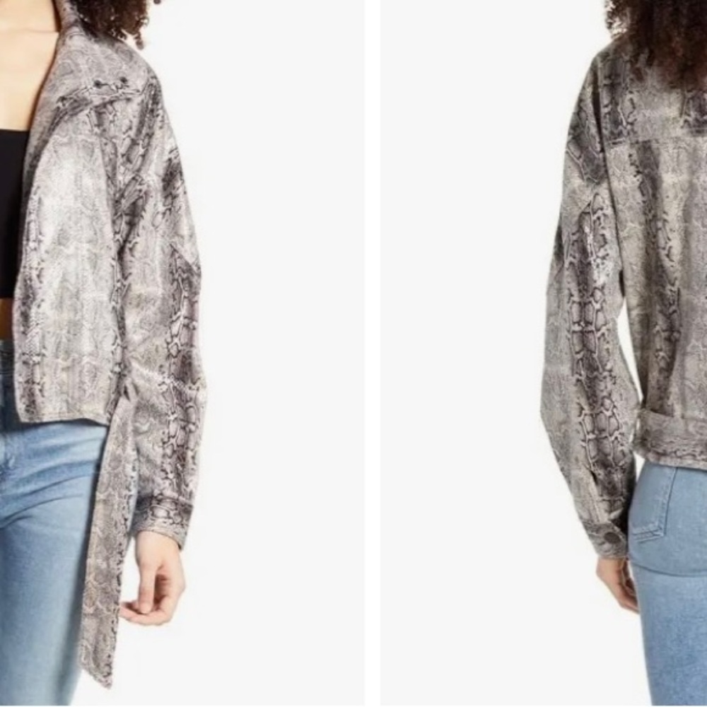 Women's Snake Print Jacket Blank Nyc snake skin jacket belted - Picture 2 of 5